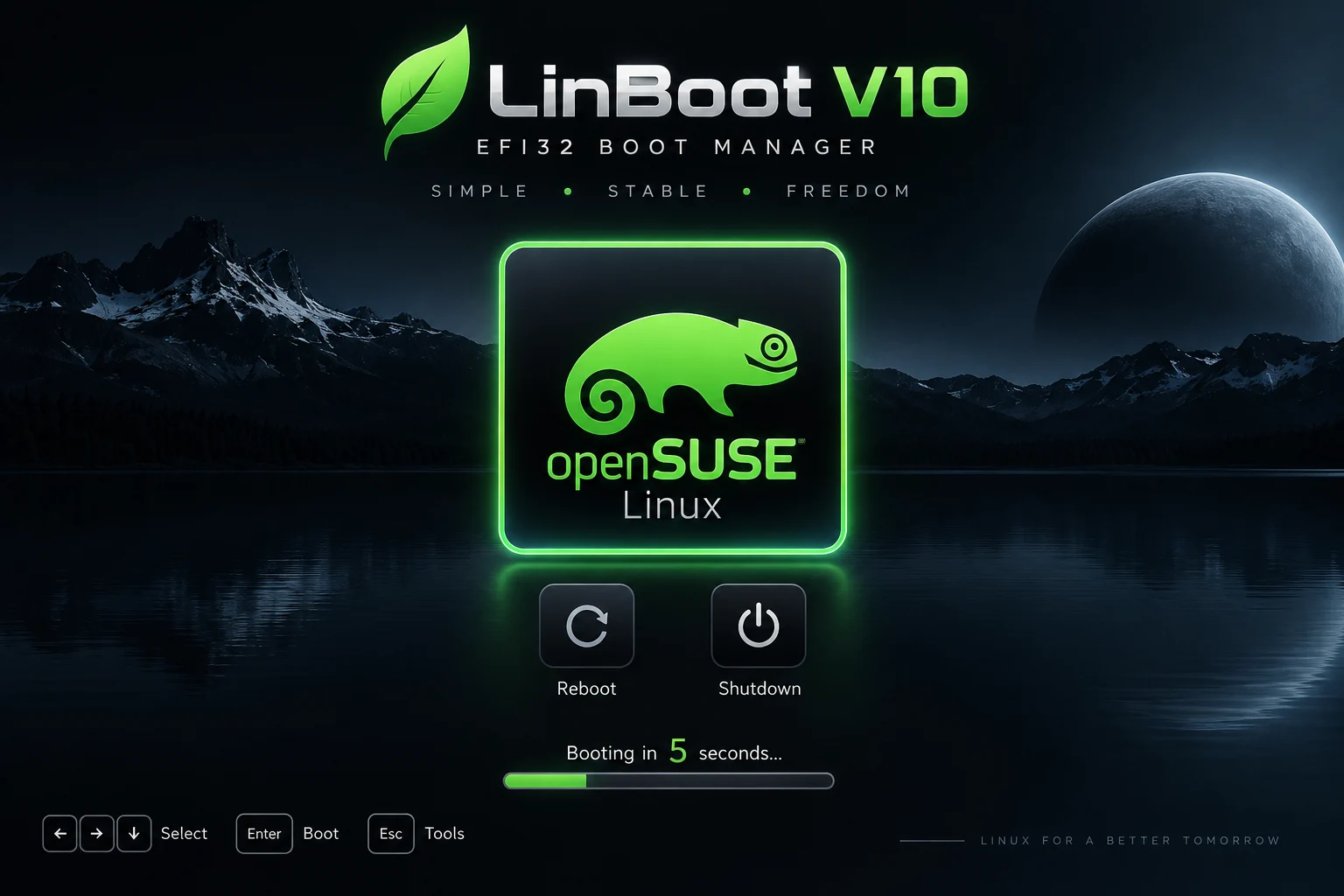 LinBoot V10 için hazırlanan openSUSE seçimli açılış ekranı görseli